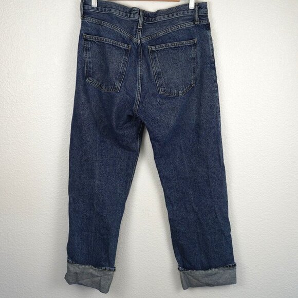 AGOLDE 27 High Rise Straight Leg Jeans Button Fly Vintage Wash Cuffed Hem - Picture 5 of 10